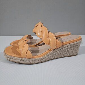 Stuart Weitzman Twist Espadrille Wedge Sandal Womens 10 Mango Leather Slide